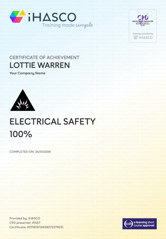 Electrical Safety Training RoSPA Approved Online Course iHASCO